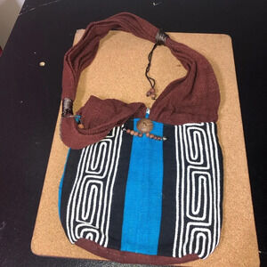 5/$25 
Boho Shoulder Bag Purse Button Closure Beaded Tassels Brown Blue  Black